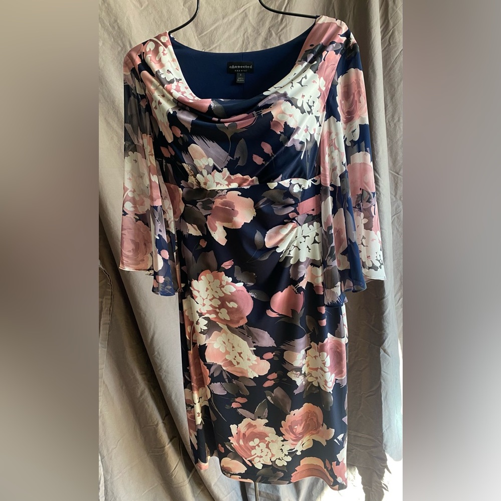Beautiful Floral Size 8 Dress sheer Bell sleeves by Connected